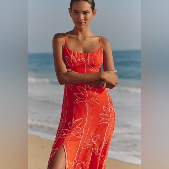 Maaji Lupine Embroidered Linen Midi Dress, Size Large, $252 - Picture 3 of 14